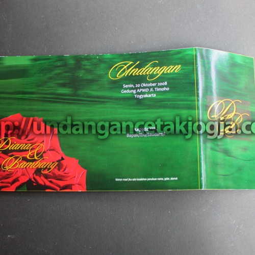 Undangan Murah Warna Hijau Bunga Mawar