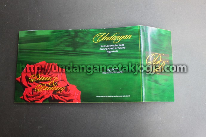 Undangan Murah Warna Hijau Bunga Mawar
